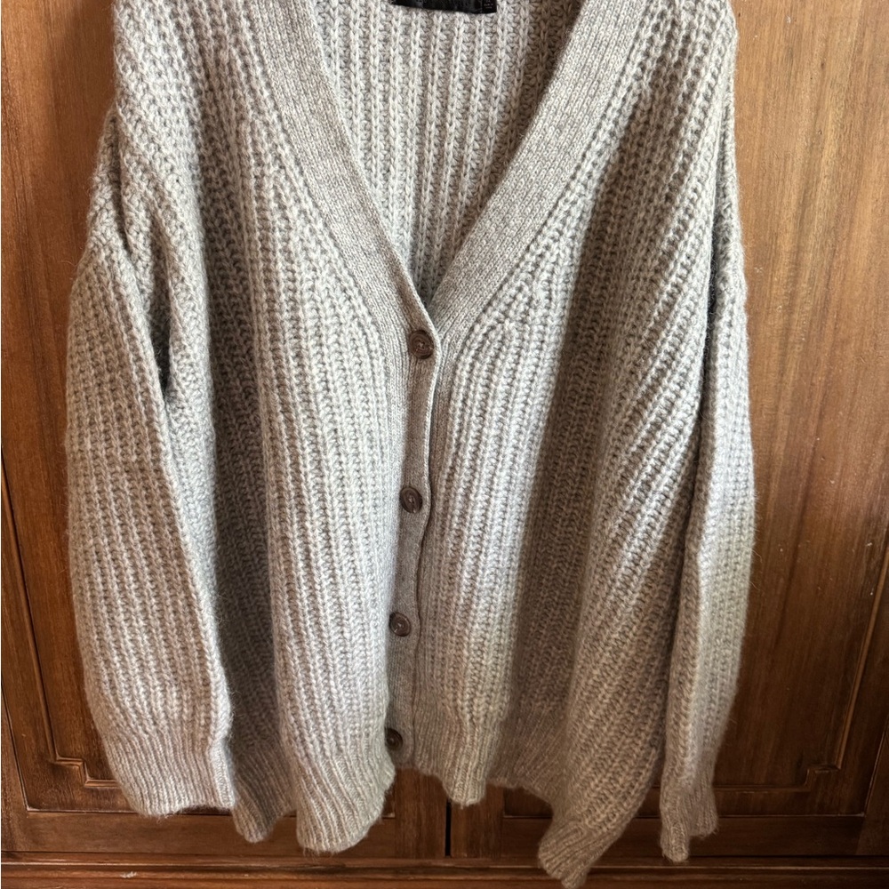 Cozy Gray Knit Cardigan Sweater